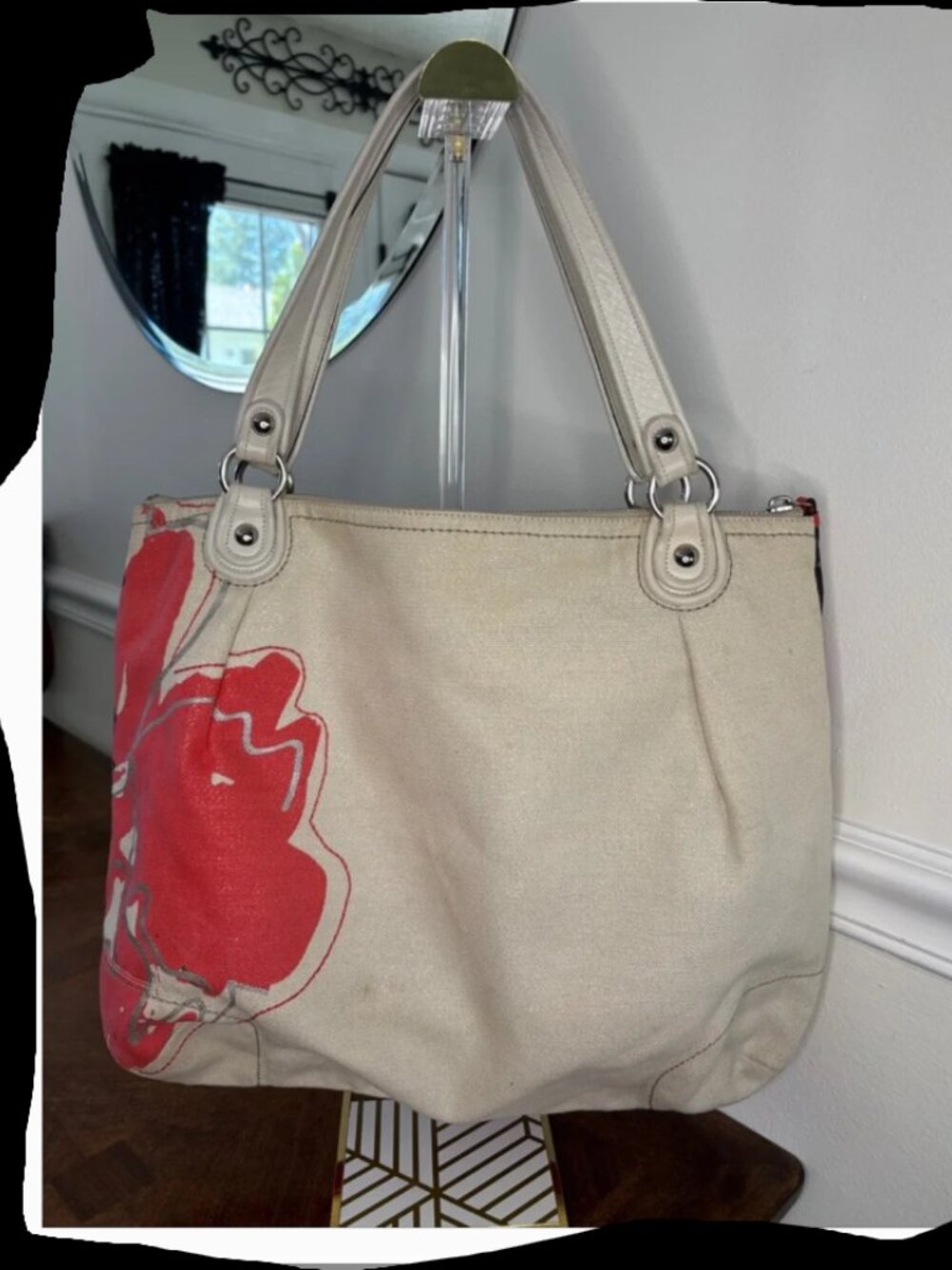 COACH POPPY Signature Coral Placed Flower Glam Limited Edition Tote Bag - Picture 3 of 15